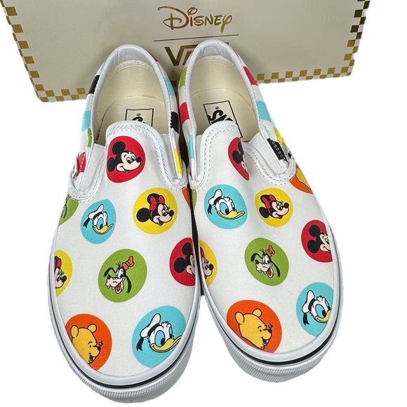 Vans Disney 50th Anniversary Classic Slip-On Disney Character Buttons m 6 w 7.5 - Picture 2 of 2